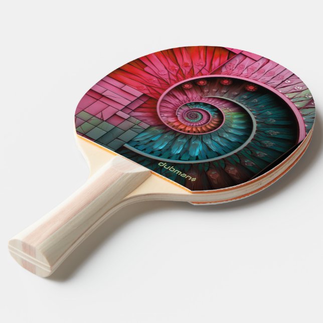 Raquete De Ping Pong Dubman Designs: Mosaico Espiral de Fibonacci (Frente inclinada)