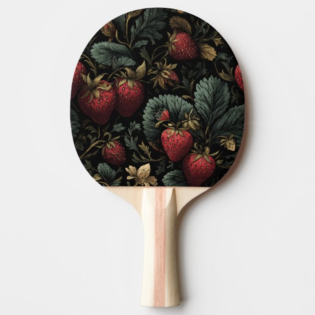 Raquete De Ping Pong Dunkles Erdbeermuster – Ping Pong Paddle (Frente)