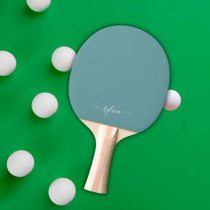 Raquete De Ping Pong Dusty Aqua Modern Girly Monographic Name