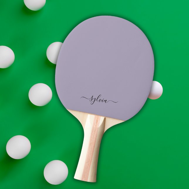 Raquete De Ping Pong Dusty Blush Lavanda Modern Girly Monographic Nome (Criador carregado)