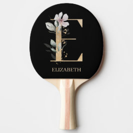 Raquete De Ping Pong E Monograma Floral Personalizado