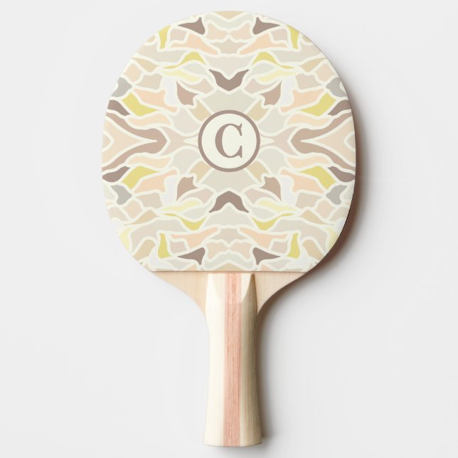 Raquete De Ping Pong É o padrão de Abstrato Geométrico de Ivory (Frente)