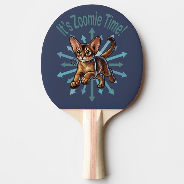 Raquete De Ping Pong É Zoomie Time Abyssinian Cat (Frente)
