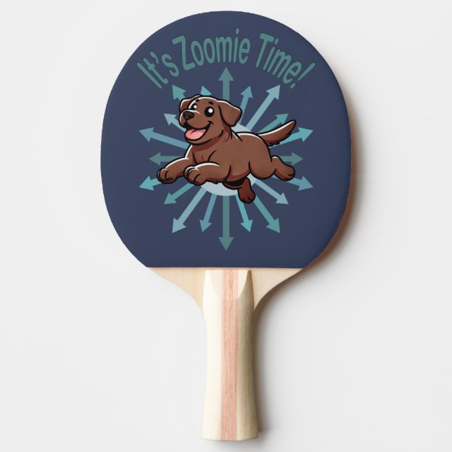 Raquete De Ping Pong É Zoomie Time Chocolate Lab (Frente)