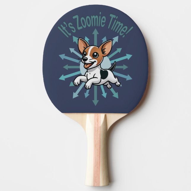 Raquete De Ping Pong É Zoomie Time Rat Terrier (Frente)