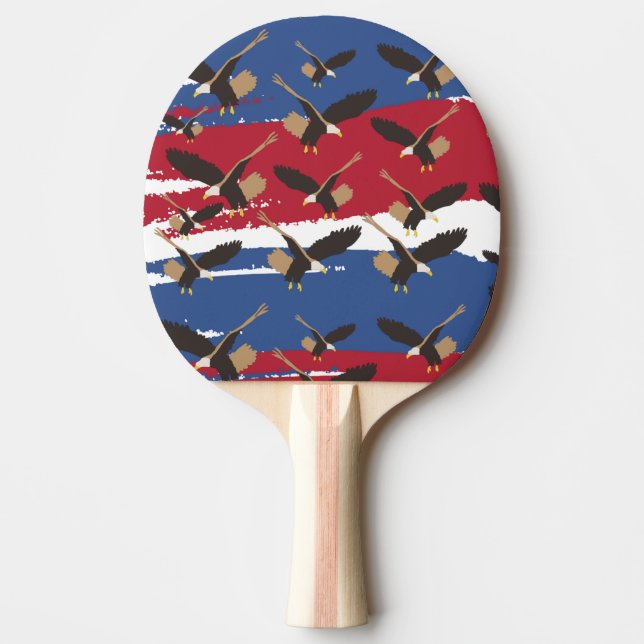 Raquete De Ping Pong Eagle Bird USA Bandeira Americana Patriótica (Frente)