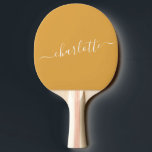 Raquete De Ping Pong Earthy Mustard Yellow Script Name Personalized<br><div class="desc">This personalized ping pong paddle features a warm mustard background with elegant handwritten script for a clean,  modern look. Ideal for casual home players,  game room setups,  or anyone who loves thoughtful,  design-driven sports accessories. Customize the name to create something personal,  fun,  and uniquely yours.</div>