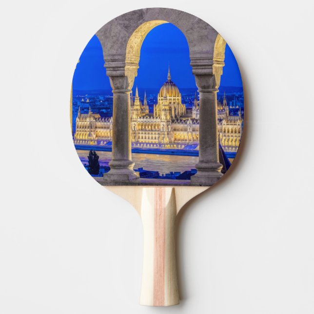 Raquete De Ping Pong Edifício do Parlamento Húngaro ao Crepúsculo (Frente)