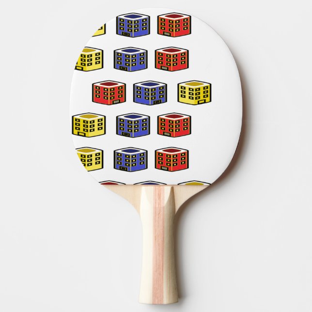 Raquete De Ping Pong edifícios multicores (Frente)
