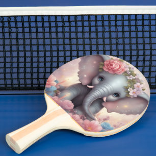 Raquete De Ping Pong Elefante Adorável para Bebês com Flores