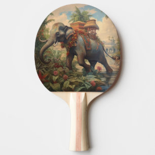 Raquete De Ping Pong Elefante de cena botânica com howdah