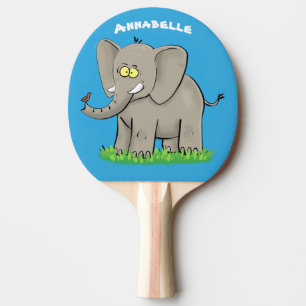 Raquete De Ping Pong Elefante engraçado e bonito com desenho animado de