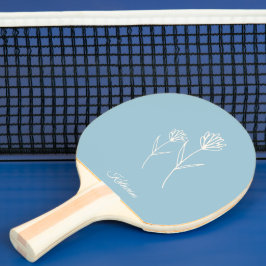 Raquete De Ping Pong Elegant Dusty Blue Simple Flower 