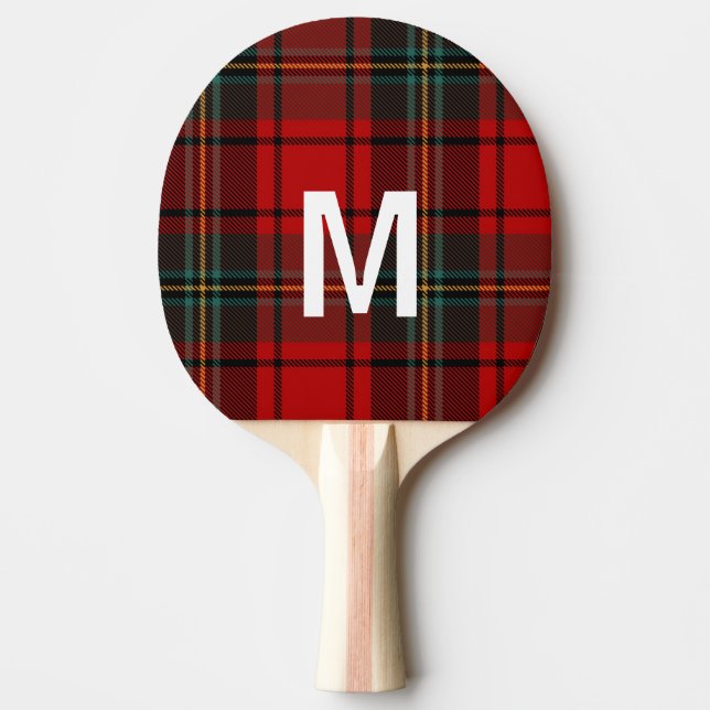 Raquete De Ping Pong Elegant green & red tartan plaid Personalized  (Frente)