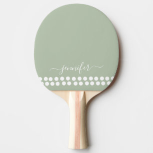 Raquete De Ping Pong Elegante do Monograma Moderno Minimalista Verde Sa