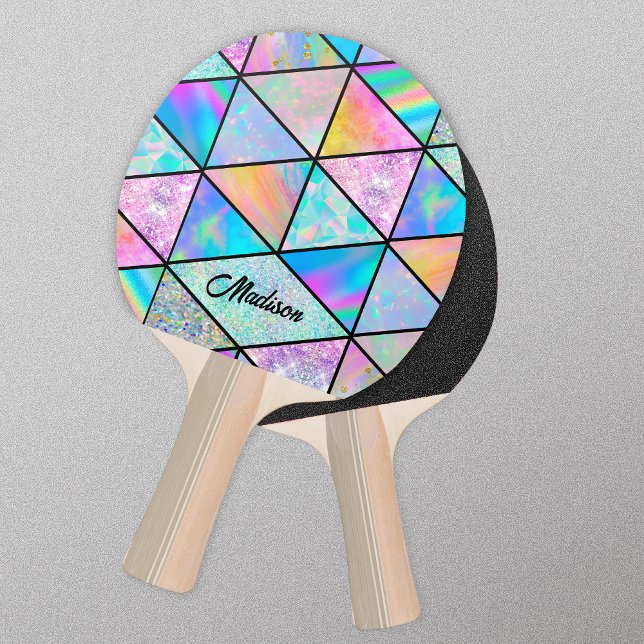 Raquete De Ping Pong Elegante holográfico colorido (Criador carregado)