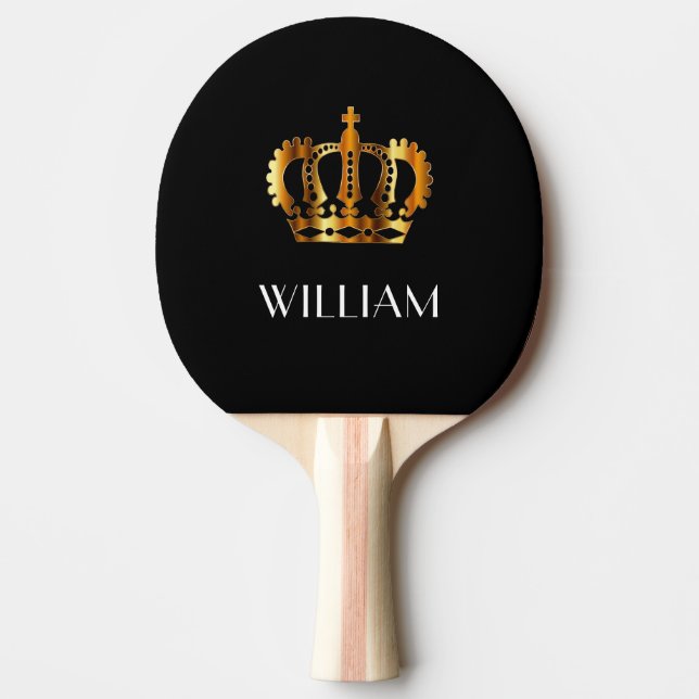 Raquete De Ping Pong Elegante Royal Dourado Crown Name Black (Frente)
