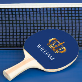 Raquete De Ping Pong Elegante Royal Dourado Crown Name Blue