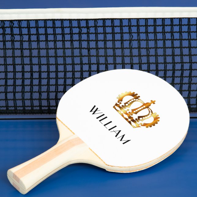 Raquete De Ping Pong Elegante Royal Dourado Crown Name White (Insitu)