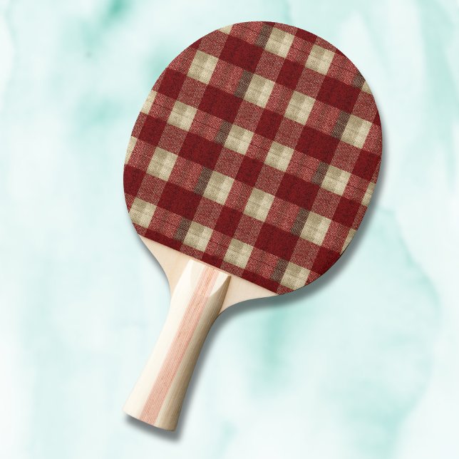 Raquete De Ping Pong Elegante Xadrez Burgundy Marfim Ferrugem Vermelho (Criador carregado)