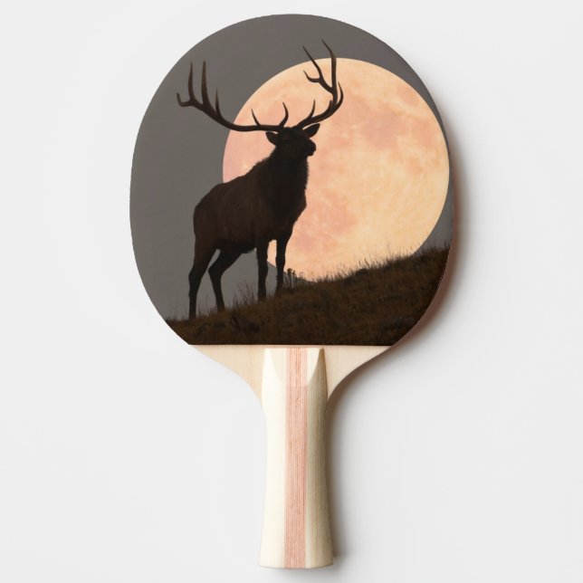 Raquete De Ping Pong Elevação majestosa dos alces e da Lua cheia de (Frente)
