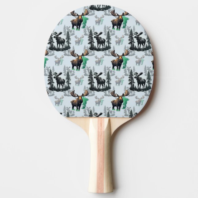Raquete De Ping Pong Elk Moose Antlers Deer Pattern Design (Frente)