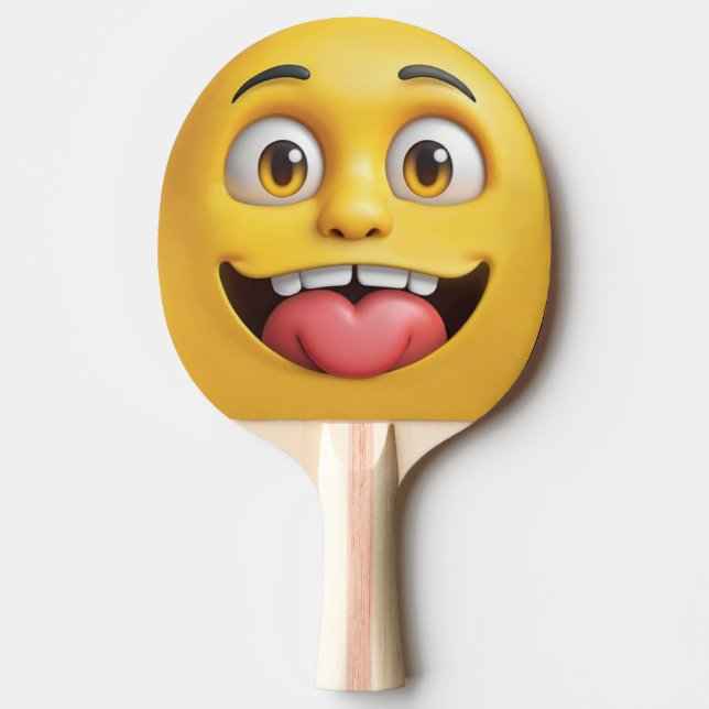 raquete de ping pong Emoji Amarelo 3D (Frente)