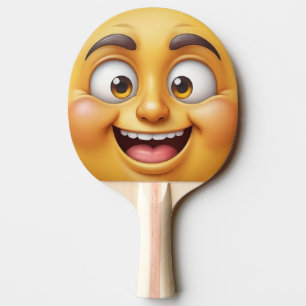 Raquete De Ping Pong Emoji Amarelo Feliz/Irritado 3D