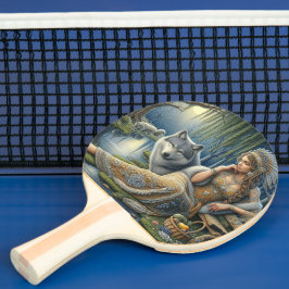 Raquete De Ping Pong Encantamento Luar na Floresta Mística