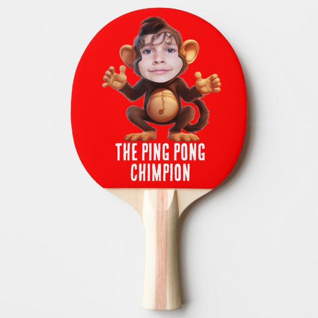 Raquete De Ping Pong Engraçado ADICIONE SEU FACE Pun Champion Mackey Ch (Frente)