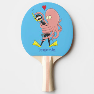Raquete De Ping Pong Engraçado de polvo encantador humor de desenho ani