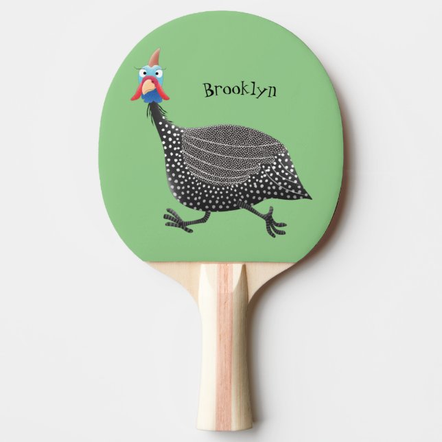 Raquete De Ping Pong Engraçado desenho animado de aves Guineafowl (Frente)