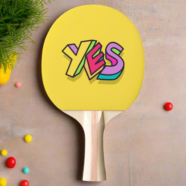 Raquete De Ping Pong Engraçado Legal Colorida "YES" amarela Trendesport (Criador carregado)