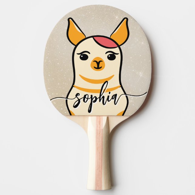 Raquete De Ping Pong Engraçado, Llama Dourado (Frente)