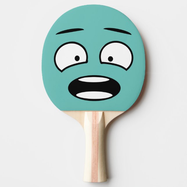 Raquete De Ping Pong Engraçado Novidade Assustada Face Emoji (Frente)