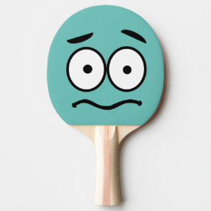 Raquete De Ping Pong Engraçado Novidade Preocupado Face Emoji