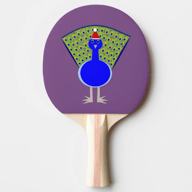 Raquete De Ping Pong Engraçado Peacock de Natal (Frente)