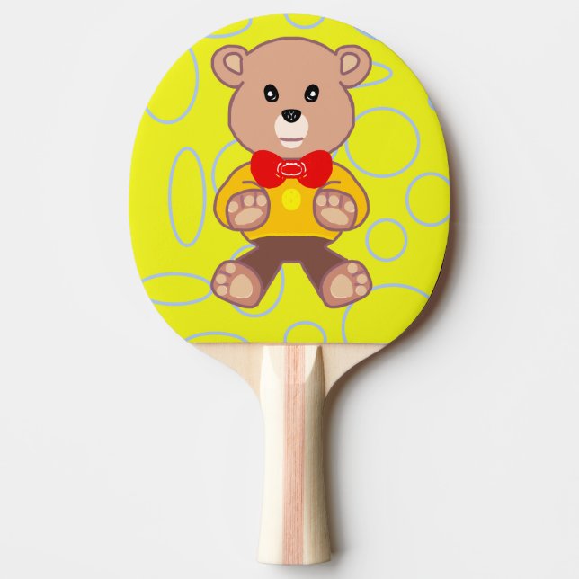 Raquete De Ping Pong Engraçado Pong Pong Ping, Urso de Bowtie Cute Cute (Frente)