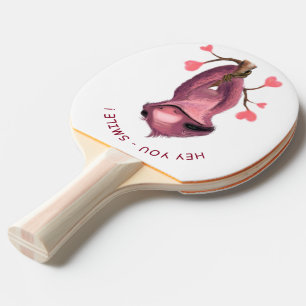 Raquete De Ping Pong Engraçado Romântico Desenho Animal com Sorriso d