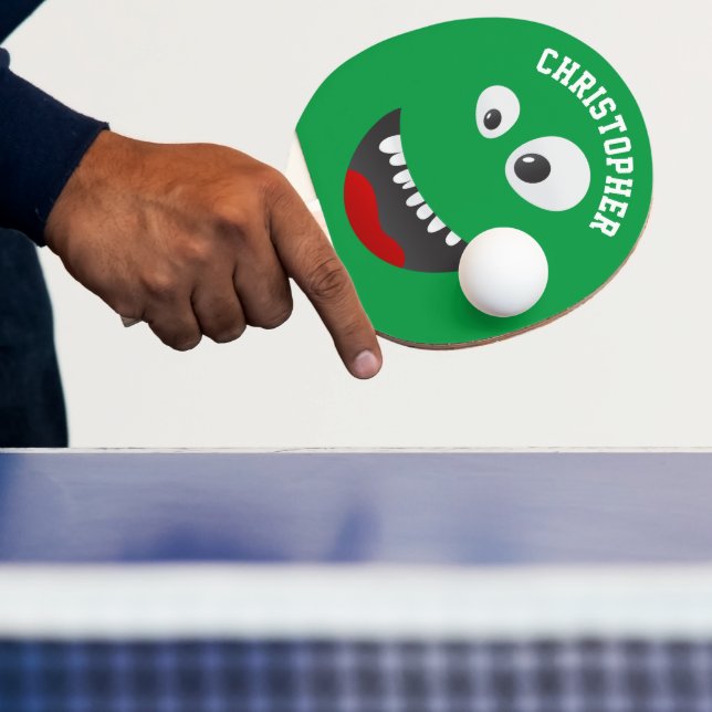 Raquete De Ping Pong Engraçado Verde Assustador Rosto Novidade Nome Per (Insitu)