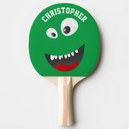 Raquete De Ping Pong Engraçado Verde Assustador Rosto Novidade Nome Per
