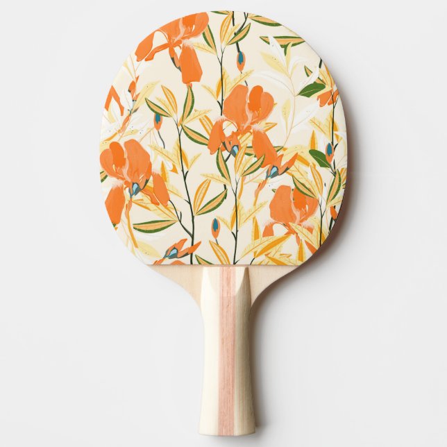 Raquete De Ping Pong Erris de laranja: padrão floral uniforme (Frente)