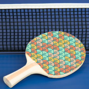 Raquete De Ping Pong Escala de Peixes Geométricos Modernos Coloridos