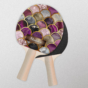 Raquete De Ping Pong Escala de sereia de ouro roxo, rosa-claro