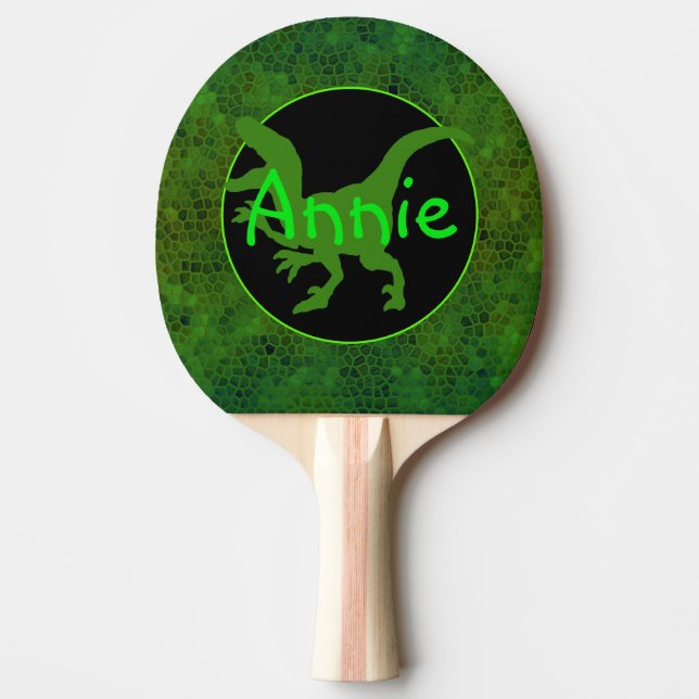Raquete De Ping Pong Esconder Dinossauro Verde Personalizado (Frente)
