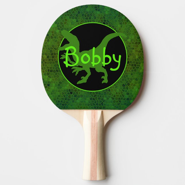 Raquete De Ping Pong Esconder Dinossauro Verde Personalizado (Frente)