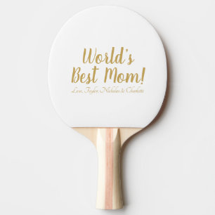 Raquete De Ping Pong Escrito personalizado em ouro da Melhor Mãe, boni