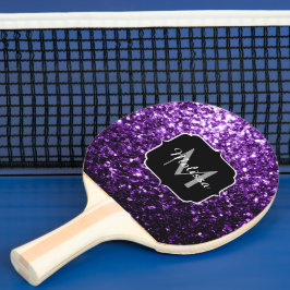 Raquete De Ping Pong Escuro Roxo Brilhante brilhante brilha Monograma