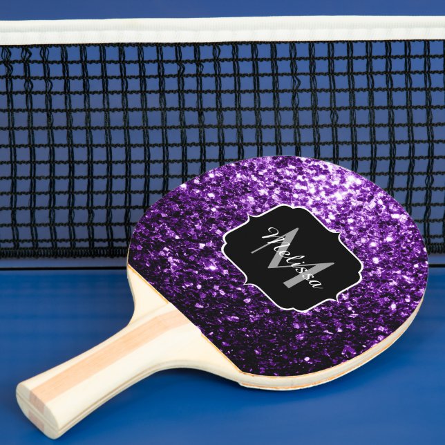 Raquete De Ping Pong Escuro Roxo Brilhante brilhante brilha Monograma (Insitu)