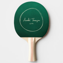 Raquete De Ping Pong Esmeralda Verde Nome no Círculo Desenhado